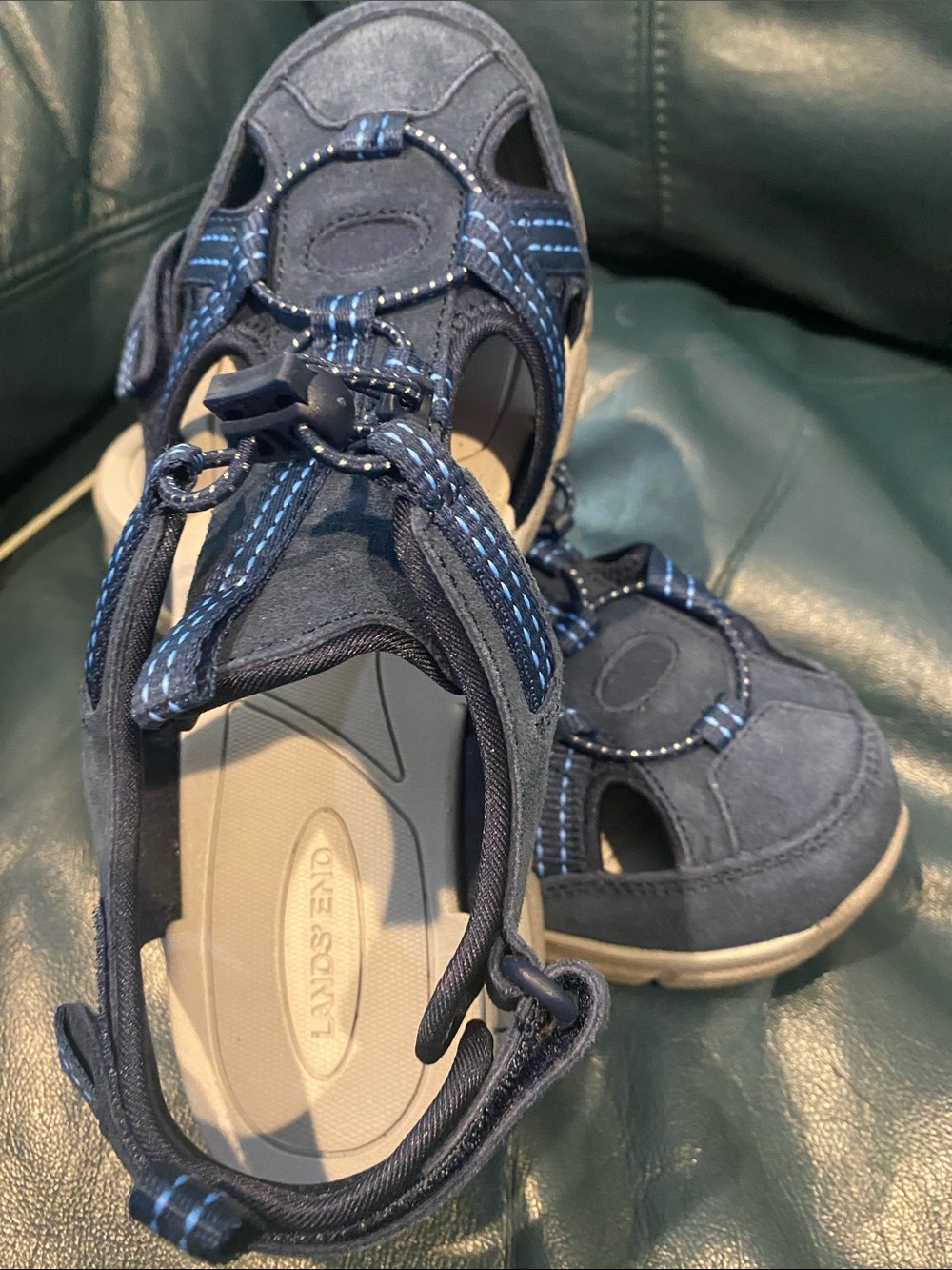 Lands' End Navy and Light Blue woman’s Closed Toe Sport Sandals